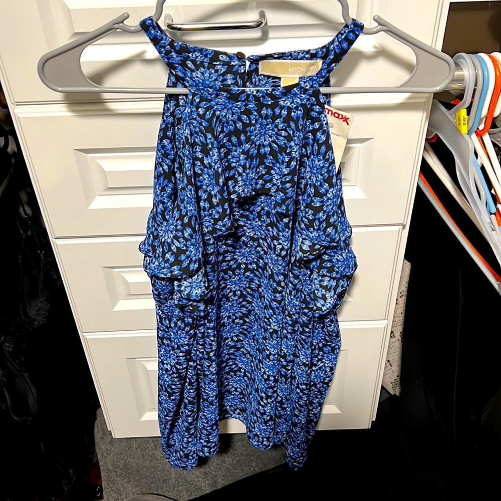 Micheal Kors cold shoulder long sleeve flower blouse